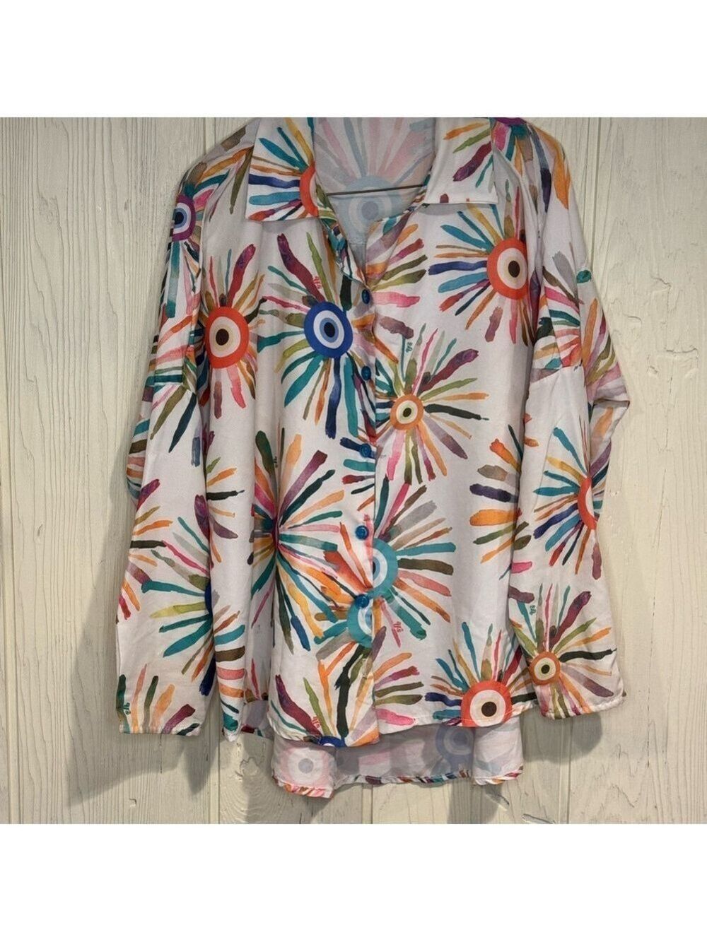 ARS Abstract Collared Button Up Blouse - Picture 1 of 8